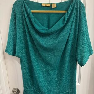 Valerie Stevens 2X Green Cowl Neck Sparkle Top